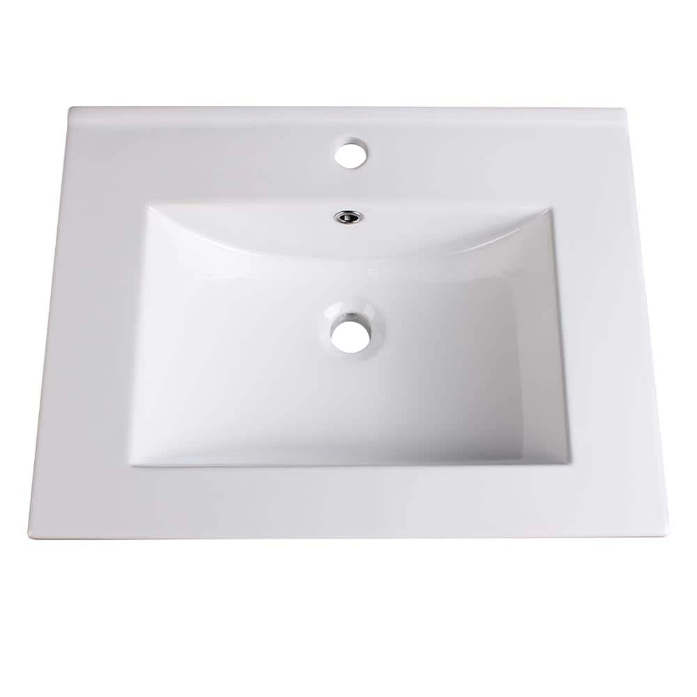 Fresca Torino 24 in. Drop-In Ceramic Bathroom Sink in White with Integrated Bowl 3 Fresca Torino 24 in. Drop-In Ceramic Bathroom Sink in White with Integrated Bowl