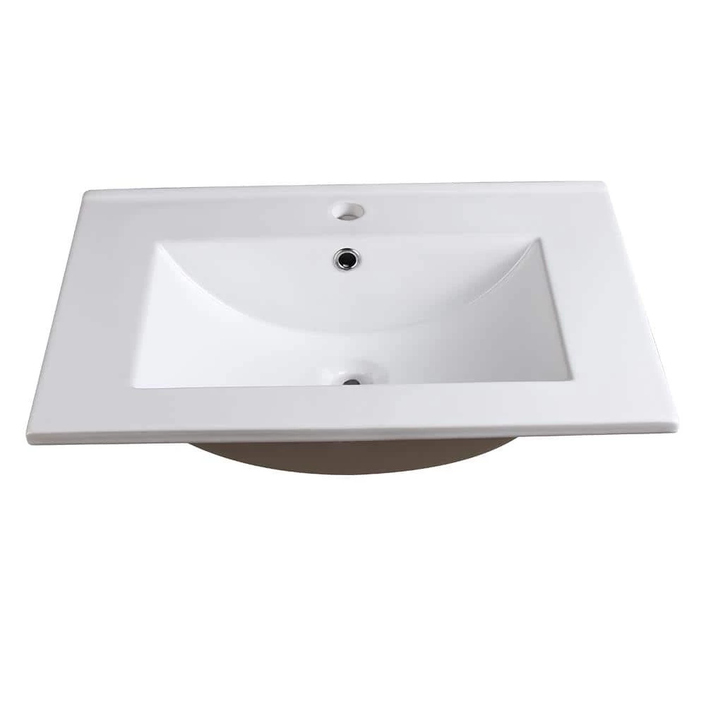 Fresca Torino 24 in. Drop-In Ceramic Bathroom Sink in White with Integrated Bowl 4 Fresca Torino 24 in. Drop-In Ceramic Bathroom Sink in White with Integrated Bowl - Image 2