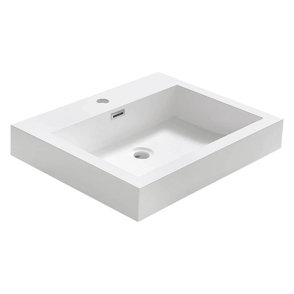 Fresca Nano 24 in. Drop-In Acrylic Bathroom Sink in White with Integrated Bowl 5 Fresca Nano 24 in. Drop-In Acrylic Bathroom Sink in White with Integrated Bowl - Image 3