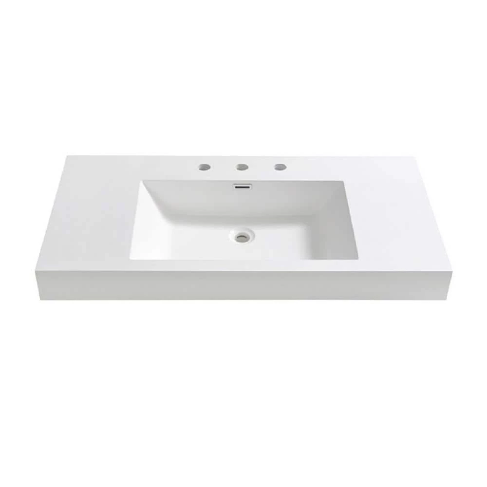 Fresca Mezzo 40 in. Drop-In Acrylic Bathroom Sink in White with Integrated Bowl 3 Fresca Mezzo 40 in. Drop-In Acrylic Bathroom Sink in White with Integrated Bowl