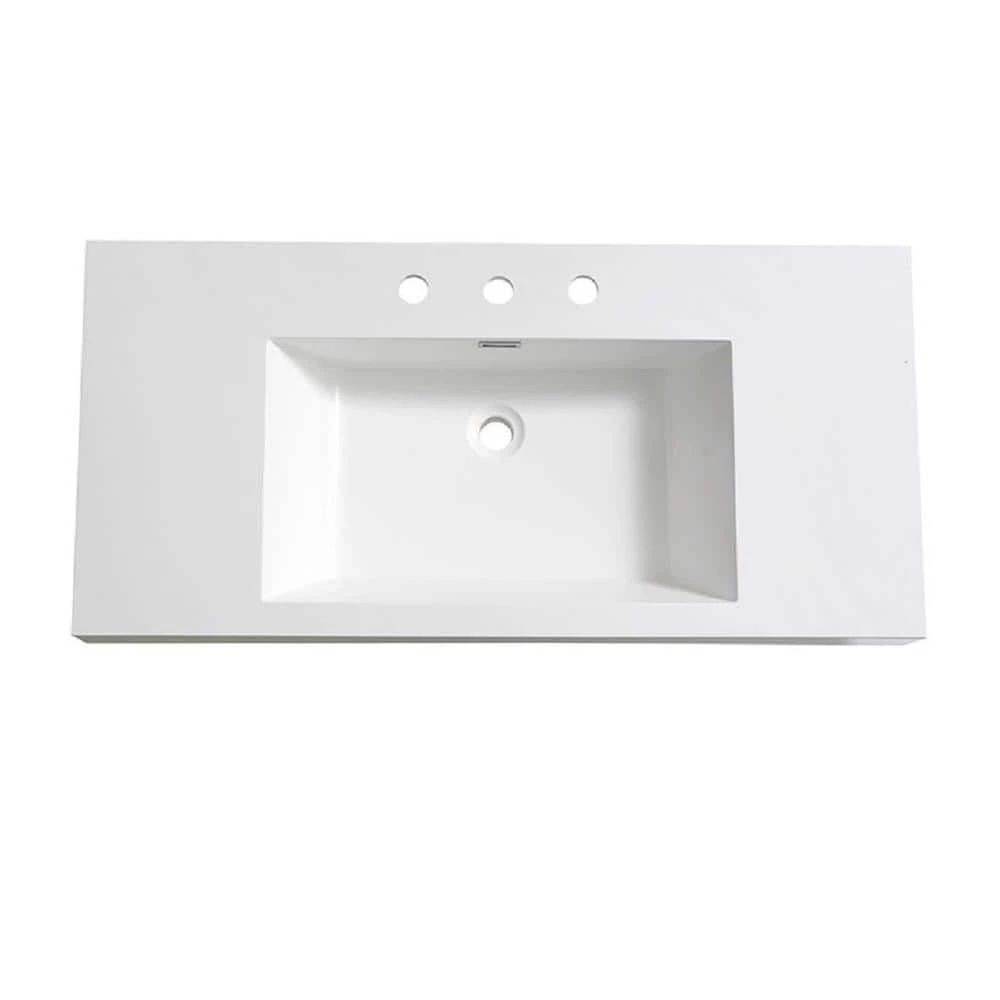 Fresca Mezzo 40 in. Drop-In Acrylic Bathroom Sink in White with Integrated Bowl 4 Fresca Mezzo 40 in. Drop-In Acrylic Bathroom Sink in White with Integrated Bowl - Image 2