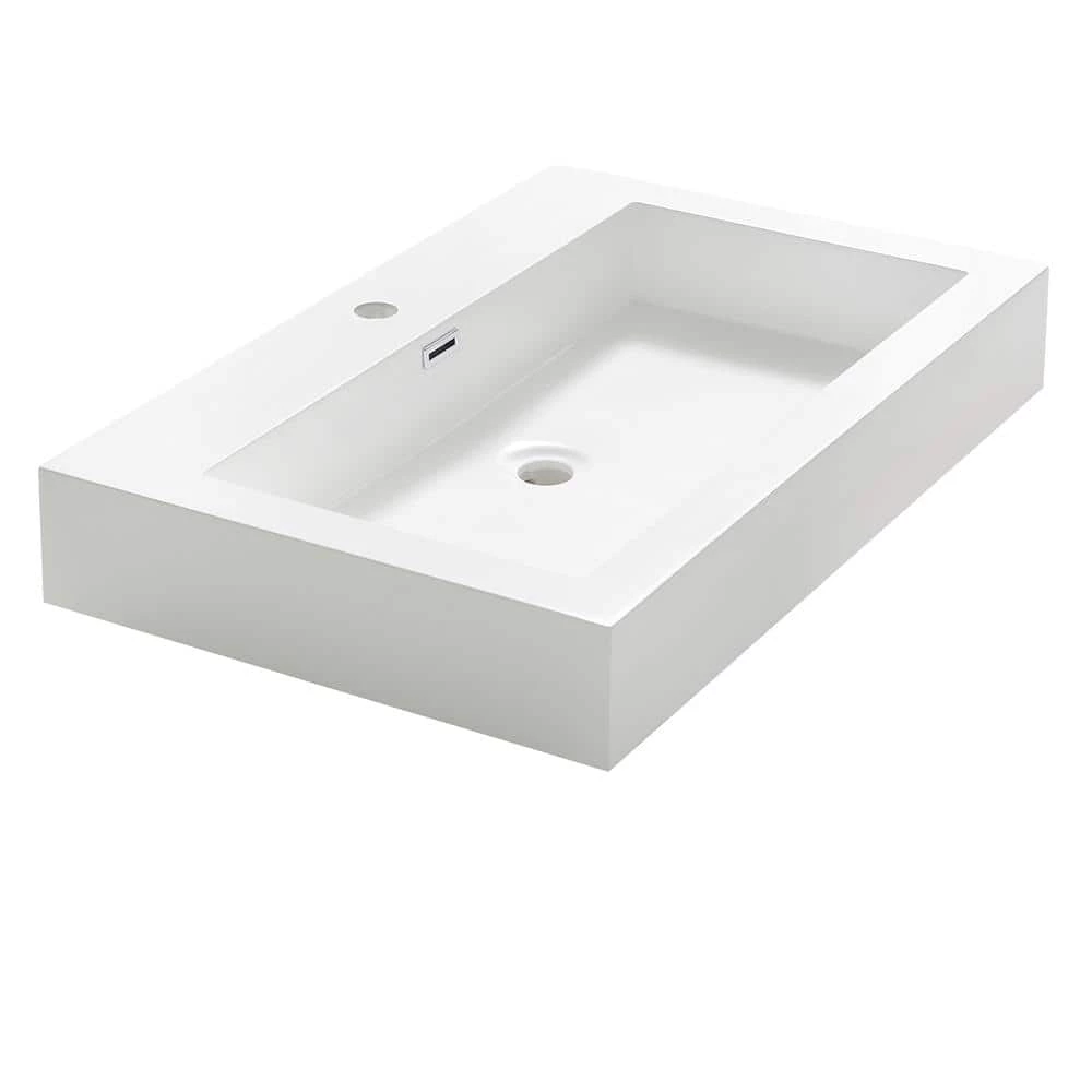Fresca Livello 30 in. Drop-In Acrylic Bathroom Sink in White with Integrated Bowl 5 Fresca Livello 30 in. Drop-In Acrylic Bathroom Sink in White with Integrated Bowl - Image 3