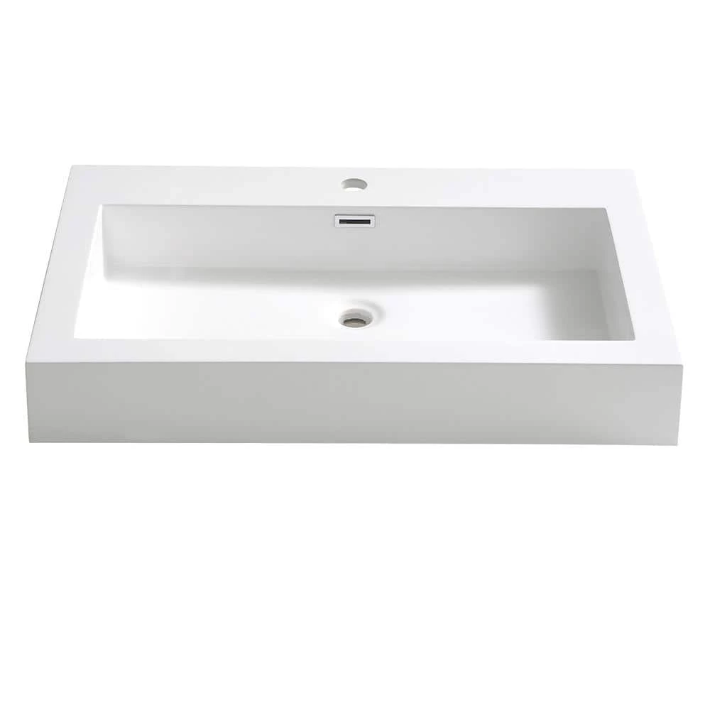 Fresca Livello 30 in. Drop-In Acrylic Bathroom Sink in White with Integrated Bowl 3 Fresca Livello 30 in. Drop-In Acrylic Bathroom Sink in White with Integrated Bowl