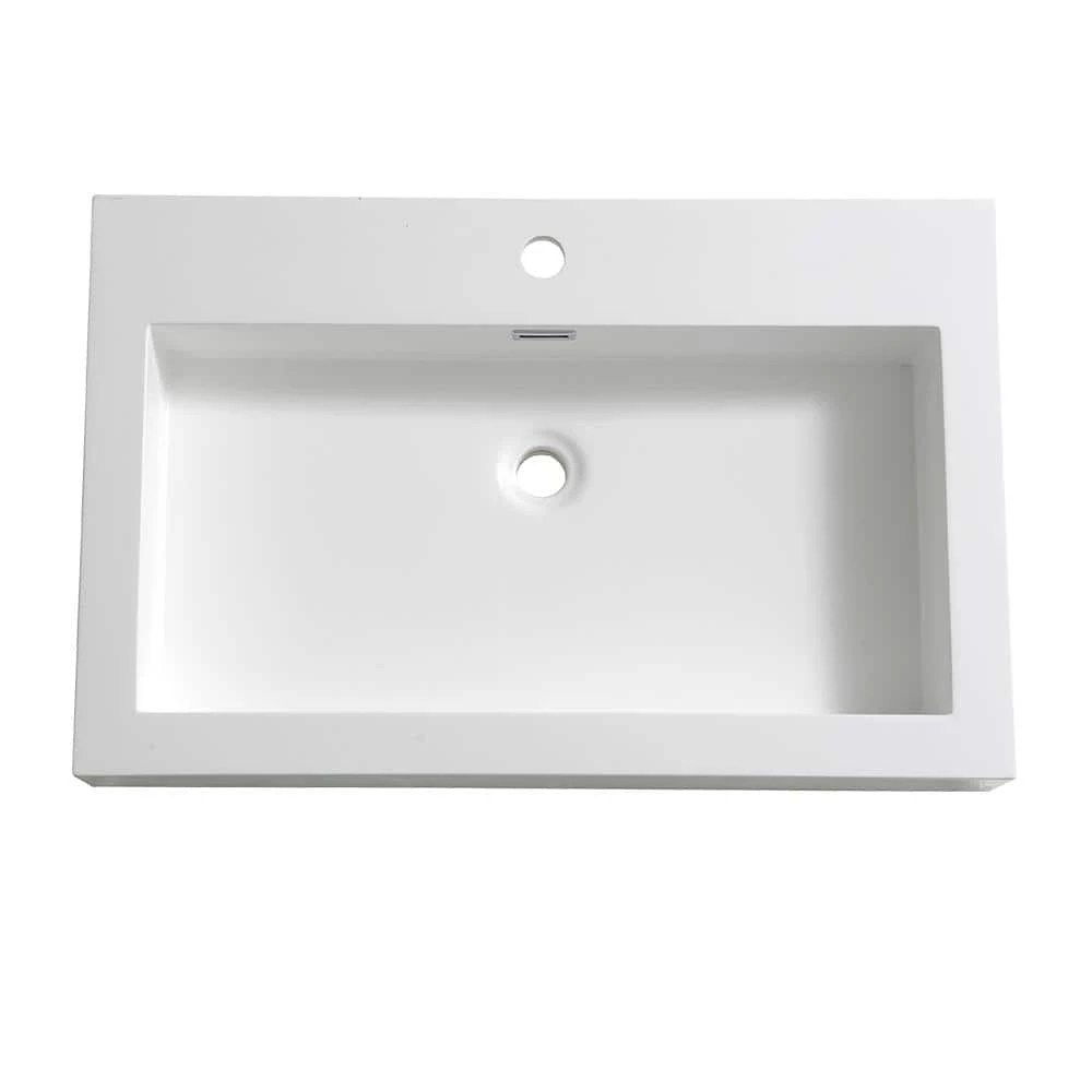 Fresca Livello 30 in. Drop-In Acrylic Bathroom Sink in White with Integrated Bowl 4 Fresca Livello 30 in. Drop-In Acrylic Bathroom Sink in White with Integrated Bowl - Image 2