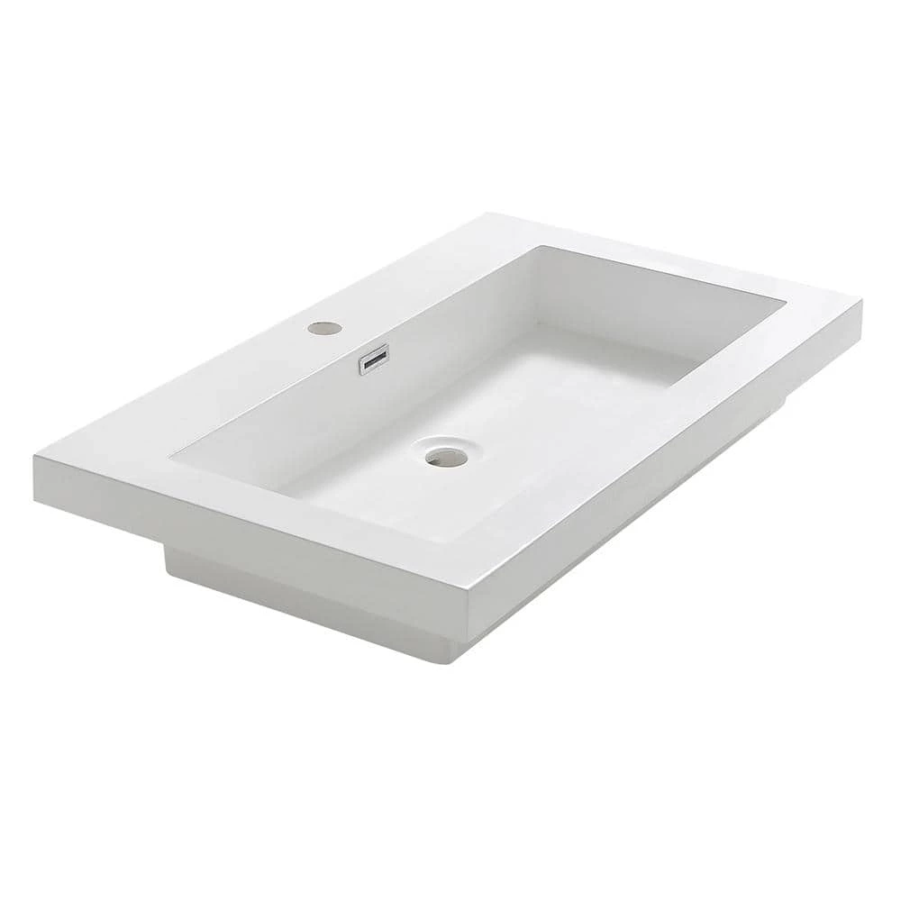 Fresca Medio 32 in. Drop-In Acrylic Bathroom Sink in White with Integrated Bowl 5 Fresca Medio 32 in. Drop-In Acrylic Bathroom Sink in White with Integrated Bowl - Image 3