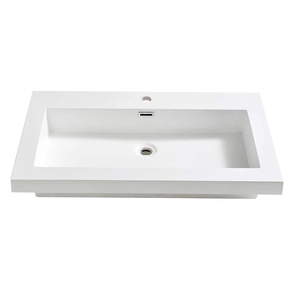 Fresca Medio 32 in. Drop-In Acrylic Bathroom Sink in White with Integrated Bowl 3 Fresca Medio 32 in. Drop-In Acrylic Bathroom Sink in White with Integrated Bowl