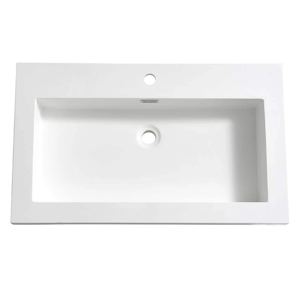 Fresca Medio 32 in. Drop-In Acrylic Bathroom Sink in White with Integrated Bowl 4 Fresca Medio 32 in. Drop-In Acrylic Bathroom Sink in White with Integrated Bowl - Image 2