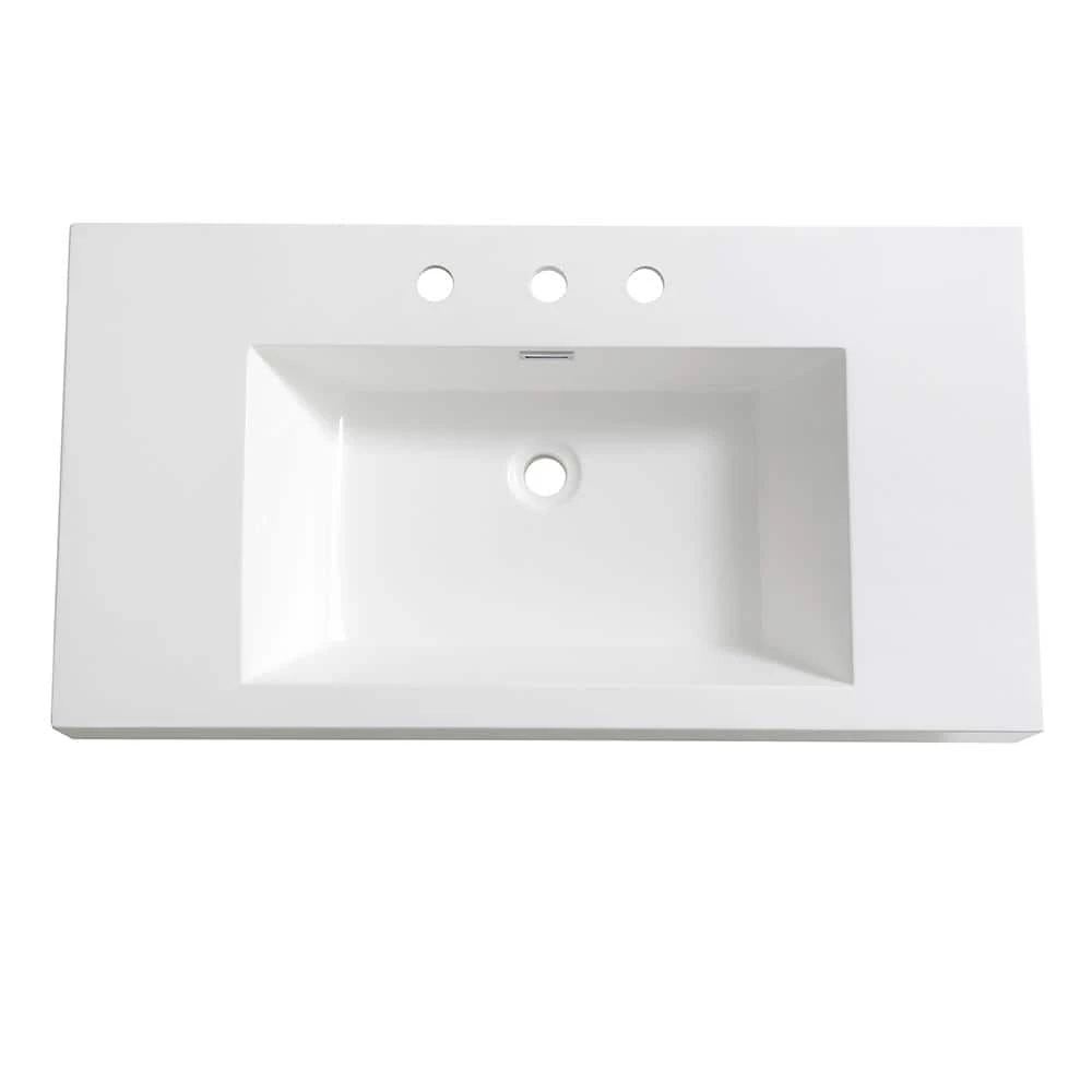 Fresca Vista 36 in. Drop-In Acrylic Bathroom Sink in White with Integrated Bowl 3 Fresca Vista 36 in. Drop-In Acrylic Bathroom Sink in White with Integrated Bowl