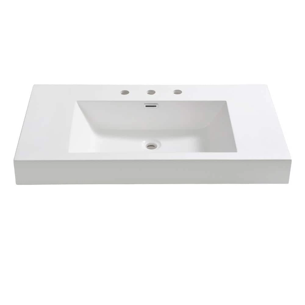 Fresca Vista 36 in. Drop-In Acrylic Bathroom Sink in White with Integrated Bowl 4 Fresca Vista 36 in. Drop-In Acrylic Bathroom Sink in White with Integrated Bowl - Image 2