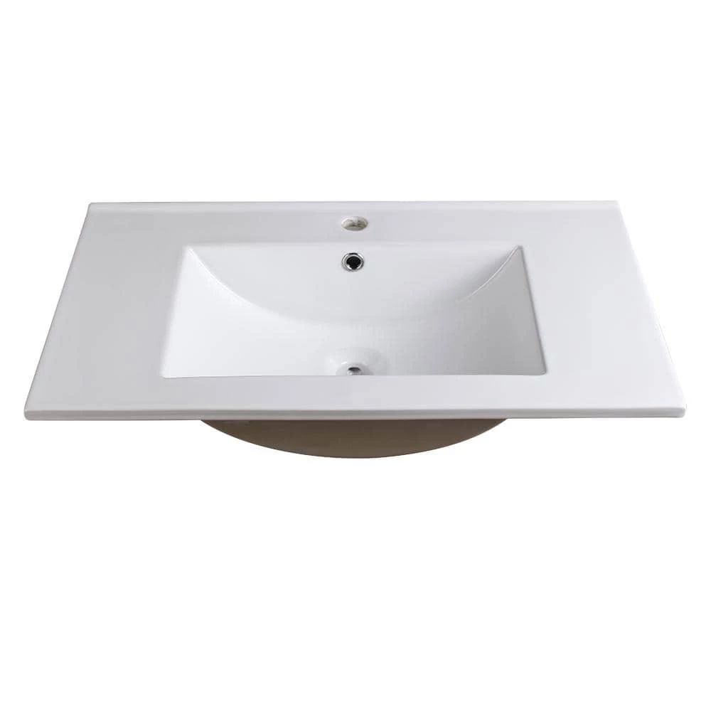 Fresca Allier 30 in. Drop-In Ceramic Bathroom Sink in White with Integrated Bowl 3 Fresca Allier 30 in. Drop-In Ceramic Bathroom Sink in White with Integrated Bowl