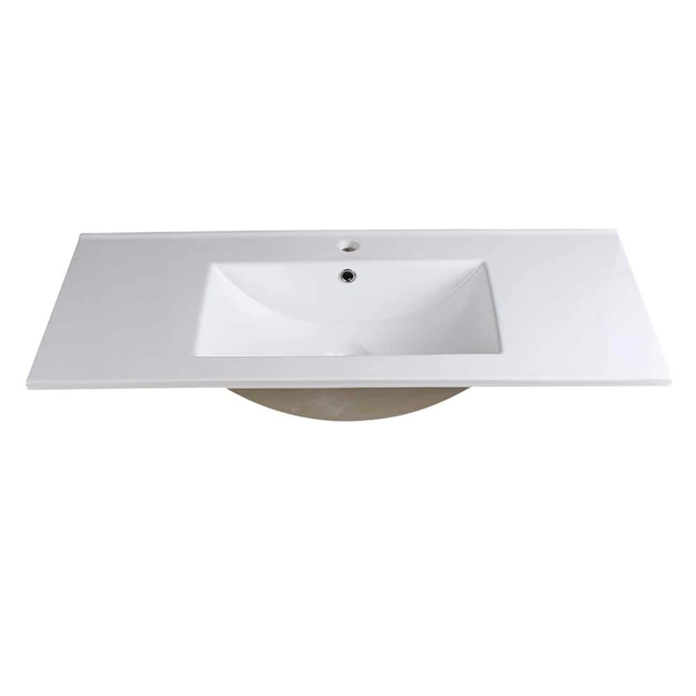 Fresca Allier 40 in. Drop-In Ceramic Bathroom Sink in White with Integrated Bowl 4 Fresca Allier 40 in. Drop-In Ceramic Bathroom Sink in White with Integrated Bowl - Image 2