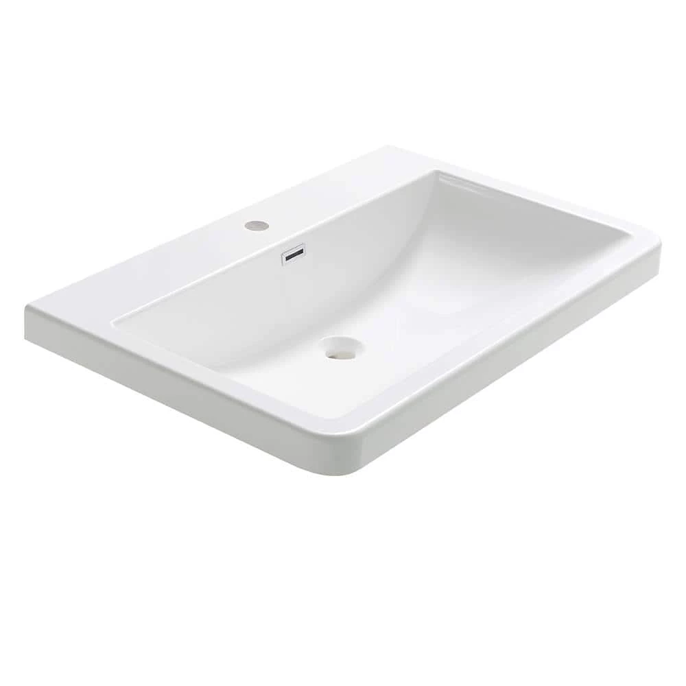 Fresca Milano 32 in. Drop-In Acrylic Bathroom Sink in White with Integrated Bowl 5 Fresca Milano 32 in. Drop-In Acrylic Bathroom Sink in White with Integrated Bowl - Image 3