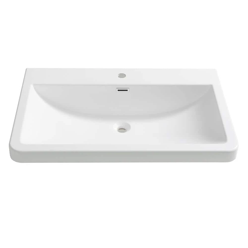 Fresca Milano 32 in. Drop-In Acrylic Bathroom Sink in White with Integrated Bowl 3 Fresca Milano 32 in. Drop-In Acrylic Bathroom Sink in White with Integrated Bowl