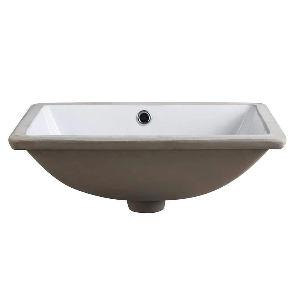 Fresca 20 in. W x 15 in. D x 7.75 in. H Rectangular Ceramic Undermount Bathroom Sink in White 3 Fresca 20 in. W x 15 in. D x 7.75 in. H Rectangular Ceramic Undermount Bathroom Sink in White