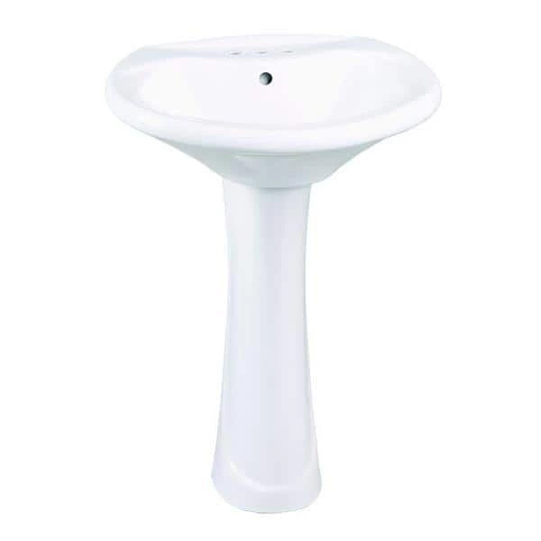 Glacier Bay Shelburne 20 in. Pedestal Sink Basin in White 5 Glacier Bay Shelburne 20 in. Pedestal Sink Basin in White - Image 3