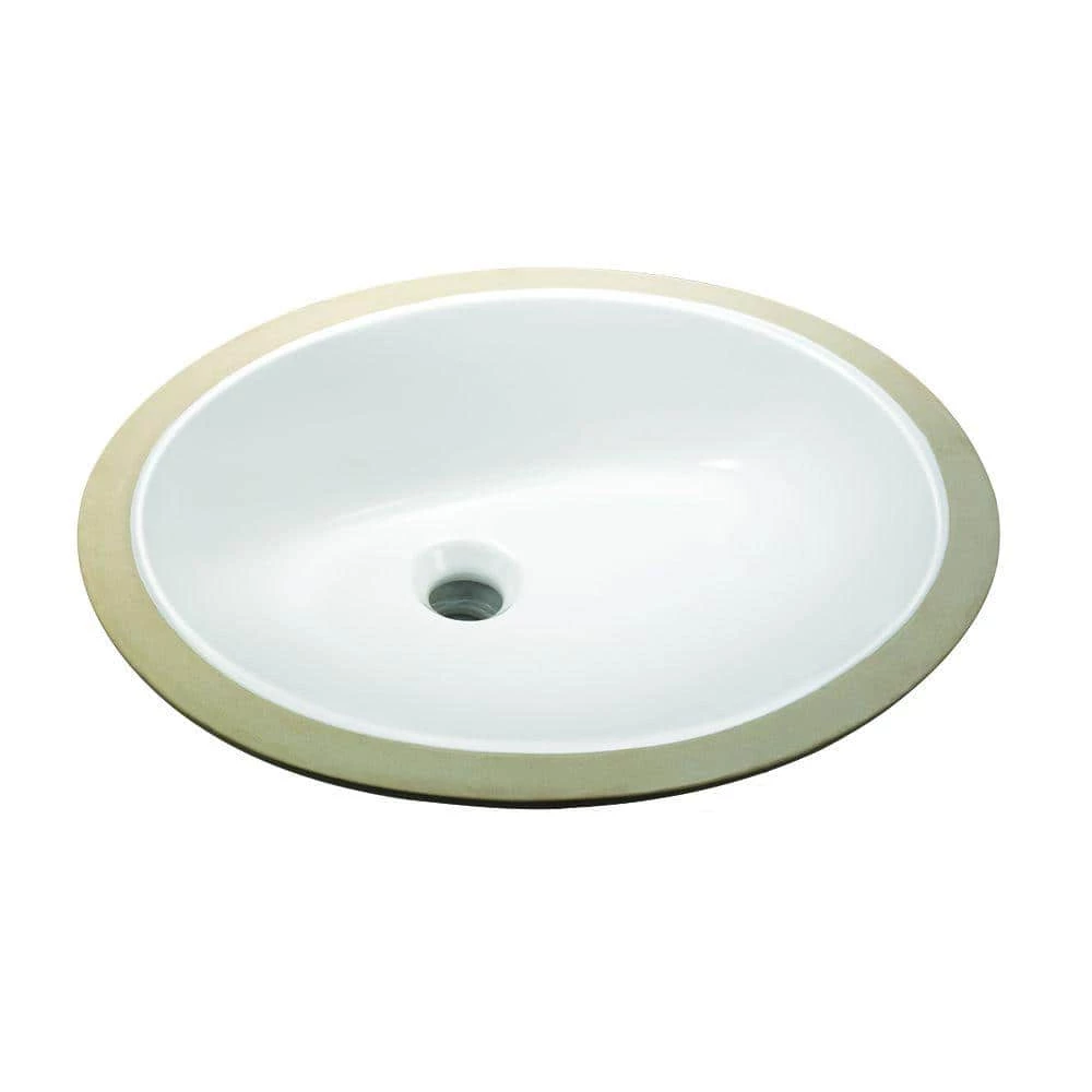 Glacier Bay Oval Undermounted Bathroom Sink in White 3 Glacier Bay Oval Undermounted Bathroom Sink in White