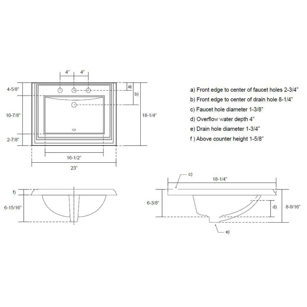 IPT Sink Company 18.25 in. Drop-In Top Mount Rectangular Ceramic Sink Basin in White with Overflow Drain 4 IPT Sink Company 18.25 in. Drop-In Top Mount Rectangular Ceramic Sink Basin in White with Overflow Drain - Image 2