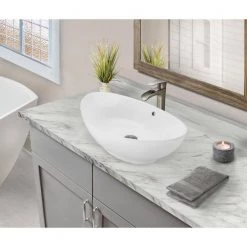 IPT Sink Company 22-5/8 in. x 15 in. Oval Bathroom Ceramic Vessel Sink with Waterfall Faucet in Brushed Nickel 13 IPT Sink Company 22-5/8 in. x 15 in. Oval Bathroom Ceramic Vessel Sink with Waterfall Faucet in Brushed Nickel -Bathroom Sinks Sales white ipt sink company vessel sinks iptvs6002p29tbn 31 1000