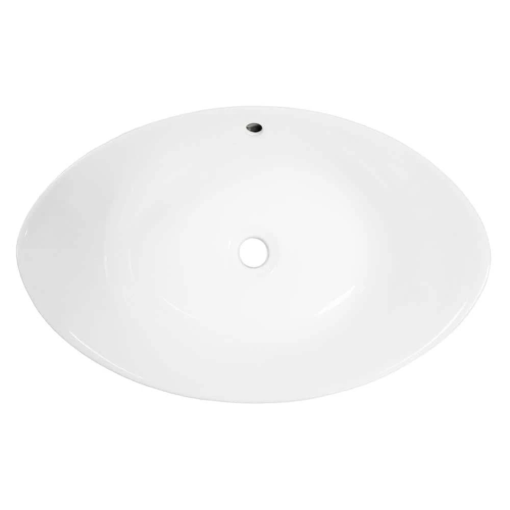 IPT Sink Company 22-5/8 in. x 15 in. Oval Bathroom Ceramic Vessel Sink with Waterfall Faucet in Brushed Nickel 5 IPT Sink Company 22-5/8 in. x 15 in. Oval Bathroom Ceramic Vessel Sink with Waterfall Faucet in Brushed Nickel - Image 3