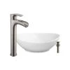 IPT Sink Company 22-5/8 in. x 15 in. Oval Bathroom Ceramic Vessel Sink with Waterfall Faucet in Brushed Nickel -Bathroom Sinks Sales white ipt sink company vessel sinks iptvs6002p29tbn 64 1000