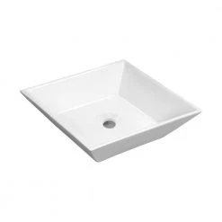 IPT Sink Company 16-1/2 in. x 16-1/2- in White Square Bathroom Ceramic Vessel Sink with Waterfall Faucet in Brushed Nickel and Drain -Bathroom Sinks Sales white ipt sink company vessel sinks iptvs6046p29tbn c3 1000