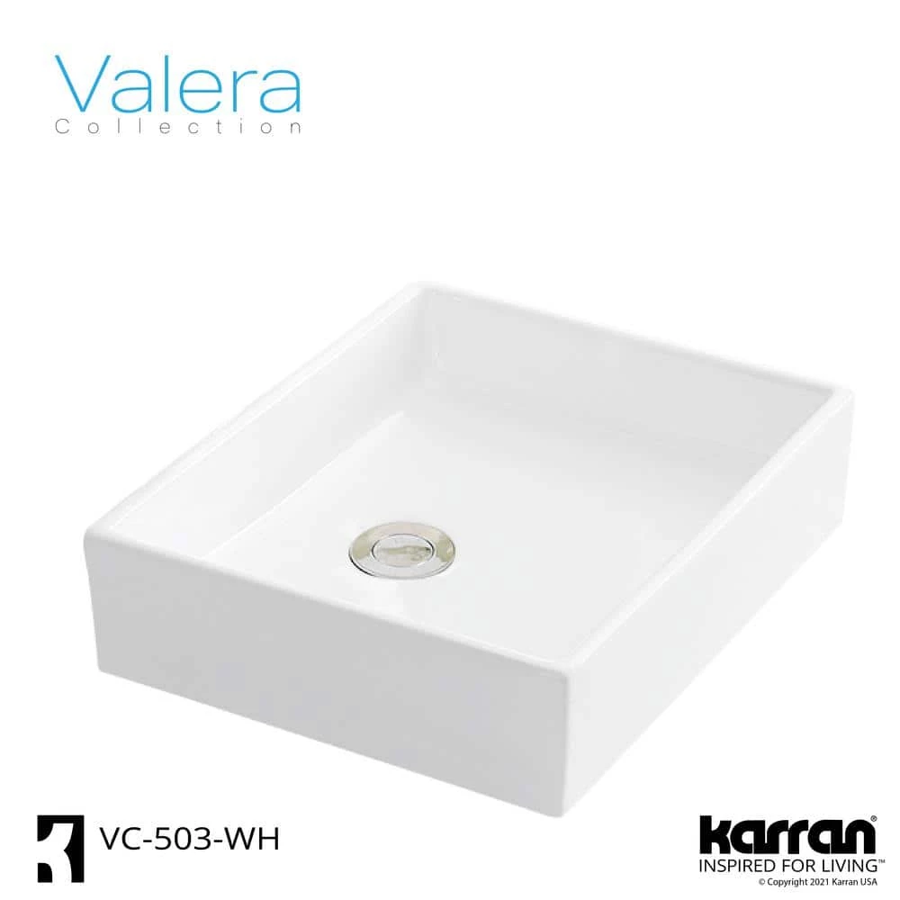 Karran VC-503-WH Valera 16 in. Vitreous China Vessel Bathroom Sink in White 5 Karran VC-503-WH Valera 16 in. Vitreous China Vessel Bathroom Sink in White - Image 3
