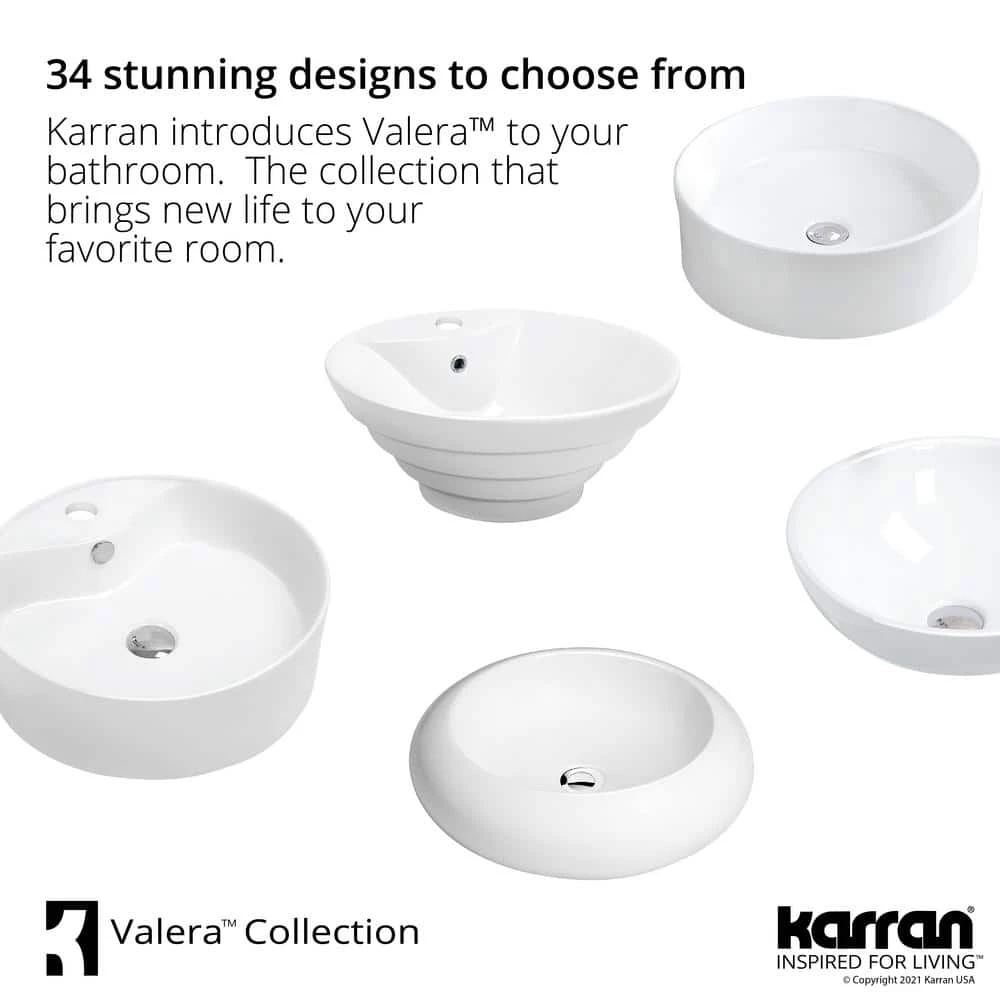 Karran VC-503-WH Valera 16 in. Vitreous China Vessel Bathroom Sink in White 8 Karran VC-503-WH Valera 16 in. Vitreous China Vessel Bathroom Sink in White - Image 6