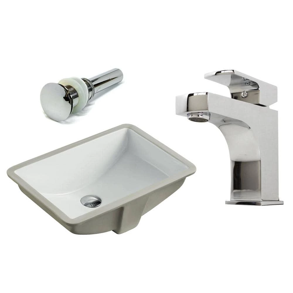 Kingsman Hardware 21-1/2 in. Rectangle Undermount Vitreous Glazed Ceramic Sink with Polished Chrome Bathroom Faucet /Pop-up Drain Combo 3 Kingsman Hardware 21-1/2 in. Rectangle Undermount Vitreous Glazed Ceramic Sink with Polished Chrome Bathroom Faucet /Pop-up Drain Combo