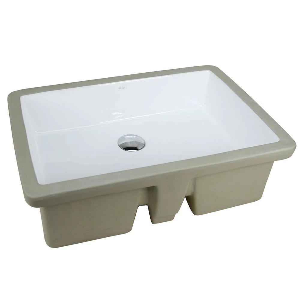 Kingsman Hardware 22-1/8 in. Rectangle Undermount Vitreous Glazed Ceramic Sink with Polished Chrome Bathroom Faucet /Pop-up Drain Combo 4 Kingsman Hardware 22-1/8 in. Rectangle Undermount Vitreous Glazed Ceramic Sink with Polished Chrome Bathroom Faucet /Pop-up Drain Combo - Image 2