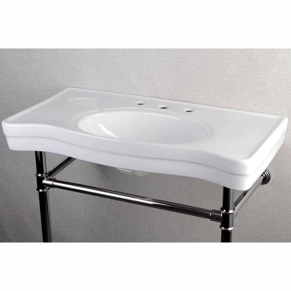 Kingston Brass Imperial 36 in. Pedestal Sink Basin in White 4 Kingston Brass Imperial 36 in. Pedestal Sink Basin in White - Image 2
