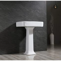 Kingston Brass Robert 26 in. Pedestal Console Sink Basin in White 13 Kingston Brass Robert 26 in. Pedestal Console Sink Basin in White -Bathroom Sinks Sales white kingston brass console sinks hvpb2268b 44 1000