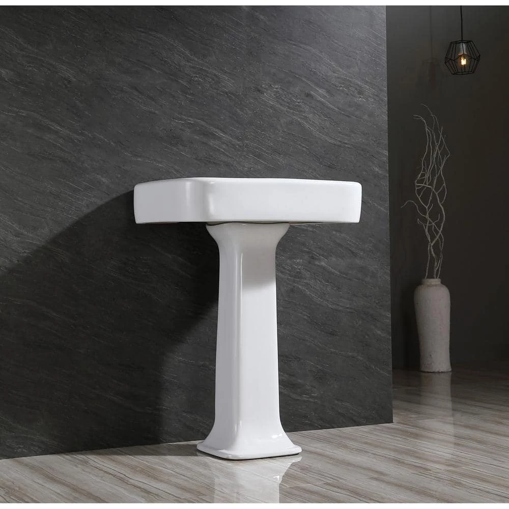 Kingston Brass Robert 26 in. Pedestal Console Sink Basin in White 7 Kingston Brass Robert 26 in. Pedestal Console Sink Basin in White - Image 5