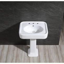 Kingston Brass Robert 26 in. Pedestal Console Sink Basin in White 11 Kingston Brass Robert 26 in. Pedestal Console Sink Basin in White -Bathroom Sinks Sales white kingston brass console sinks hvpb2268b 4f 1000