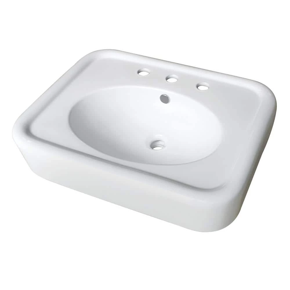 Kingston Brass Robert 26 in. Pedestal Console Sink Basin in White 3 Kingston Brass Robert 26 in. Pedestal Console Sink Basin in White