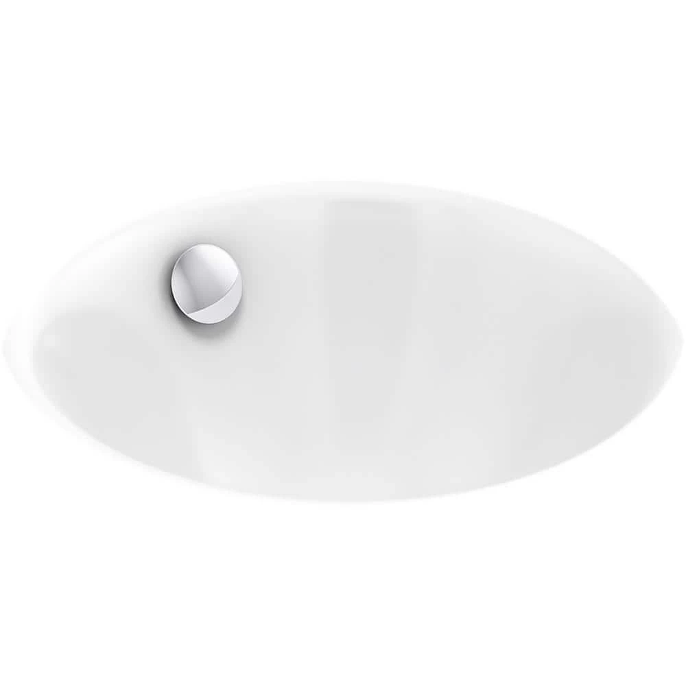 KOHLER Iron Plains Round 12 in. Drop-In/Under-Mount Cast Iron Bathroom Sink in White 4 KOHLER Iron Plains Round 12 in. Drop-In/Under-Mount Cast Iron Bathroom Sink in White - Image 2