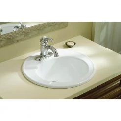 KOHLER Brookline Drop-In Vitreous China Bathroom Sink in White with Overflow Drain 12 KOHLER Brookline Drop-In Vitreous China Bathroom Sink in White with Overflow Drain -Bathroom Sinks Sales white kohler drop in bathroom sinks k 2202 4 0 40 1000