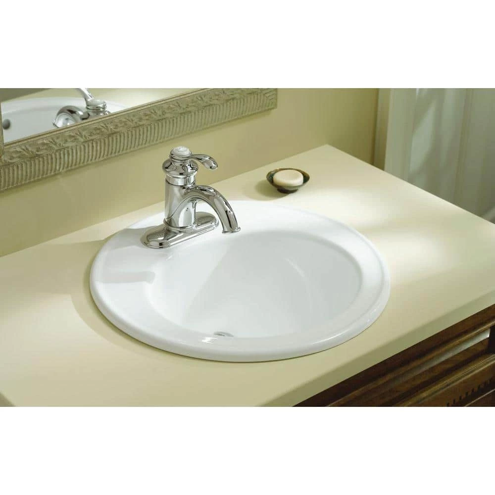 KOHLER Brookline Drop-In Vitreous China Bathroom Sink in White with Overflow Drain 5 KOHLER Brookline Drop-In Vitreous China Bathroom Sink in White with Overflow Drain - Image 3