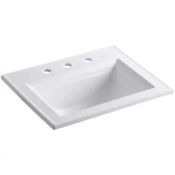 KOHLER Memoirs Stately Drop-In Vitreous China Bathroom Sink in White with Overflow Drain