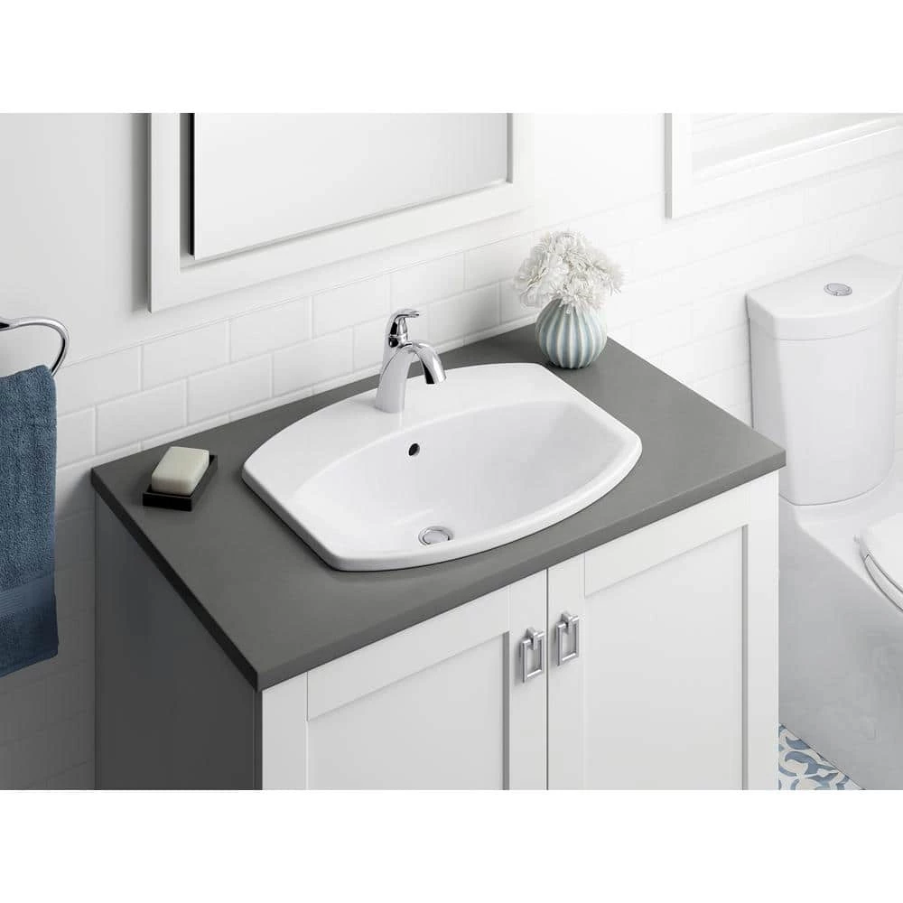 KOHLER Cimarron Drop-In Vitreous China Bathroom Sink in White 6 KOHLER Cimarron Drop-In Vitreous China Bathroom Sink in White - Image 4