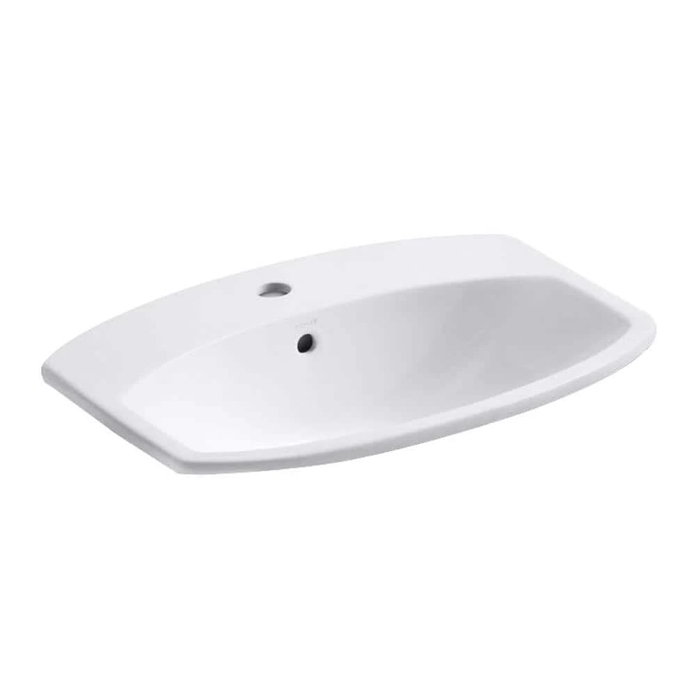 KOHLER Cimarron Drop-In Vitreous China Bathroom Sink in White 3 KOHLER Cimarron Drop-In Vitreous China Bathroom Sink in White