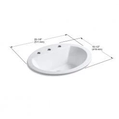 KOHLER Bryant Drop-In Vitreous China Bathroom Sink in White with Overflow Drain -Bathroom Sinks Sales white kohler drop in bathroom sinks k 2699 8 0 40 1000