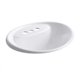KOHLER Tides Drop-In Cast Iron Bathroom Sink in White with Overflow Drain