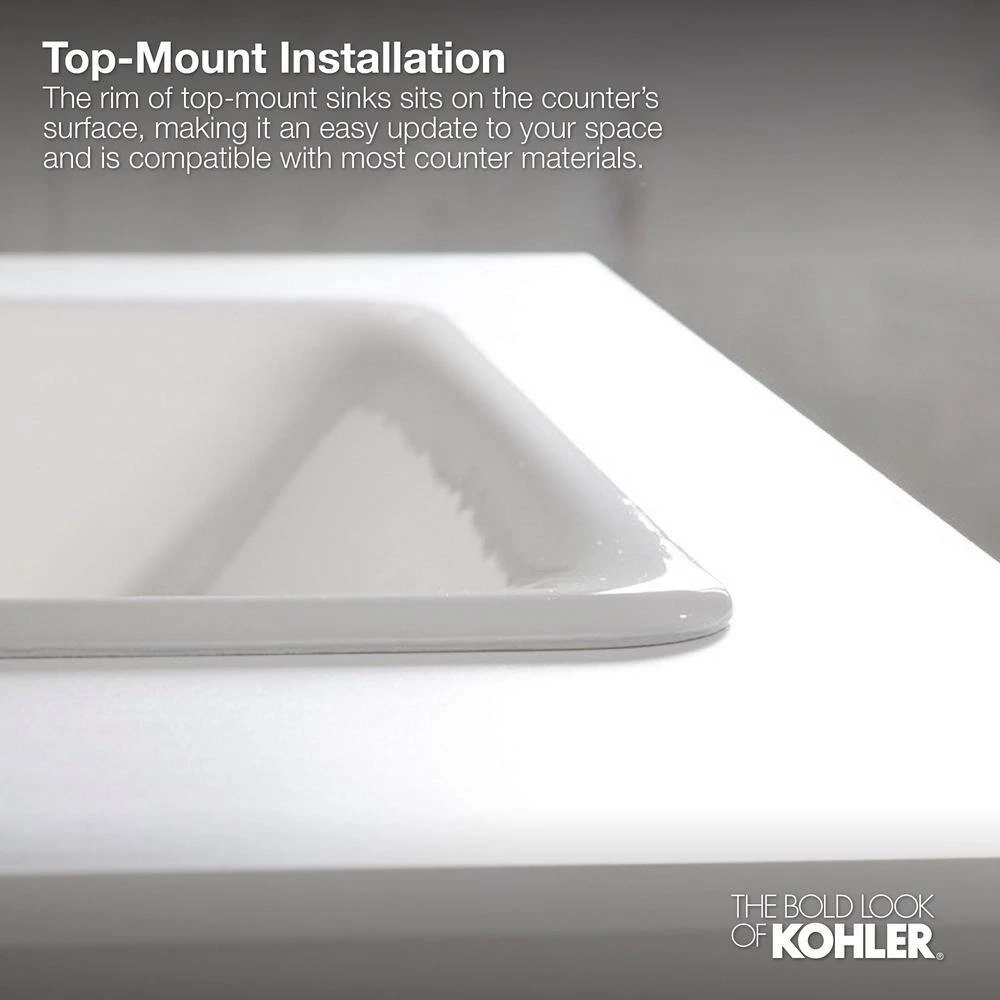 KOHLER Tahoe Drop-In Cast Iron Bathroom Sink in White with Overflow Drain 9 KOHLER Tahoe Drop-In Cast Iron Bathroom Sink in White with Overflow Drain - Image 7