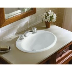 KOHLER Farmington Topmount Bathroom Sink in White with Overflow Drain 12 KOHLER Farmington Topmount Bathroom Sink in White with Overflow Drain -Bathroom Sinks Sales white kohler drop in bathroom sinks k 2905 8 0 40 1000
