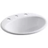 KOHLER Farmington Topmount Bathroom Sink in White with Overflow Drain -Bathroom Sinks Sales white kohler drop in bathroom sinks k 2905 8 0 64 1000