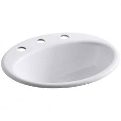 KOHLER Farmington Topmount Bathroom Sink in White with Overflow Drain