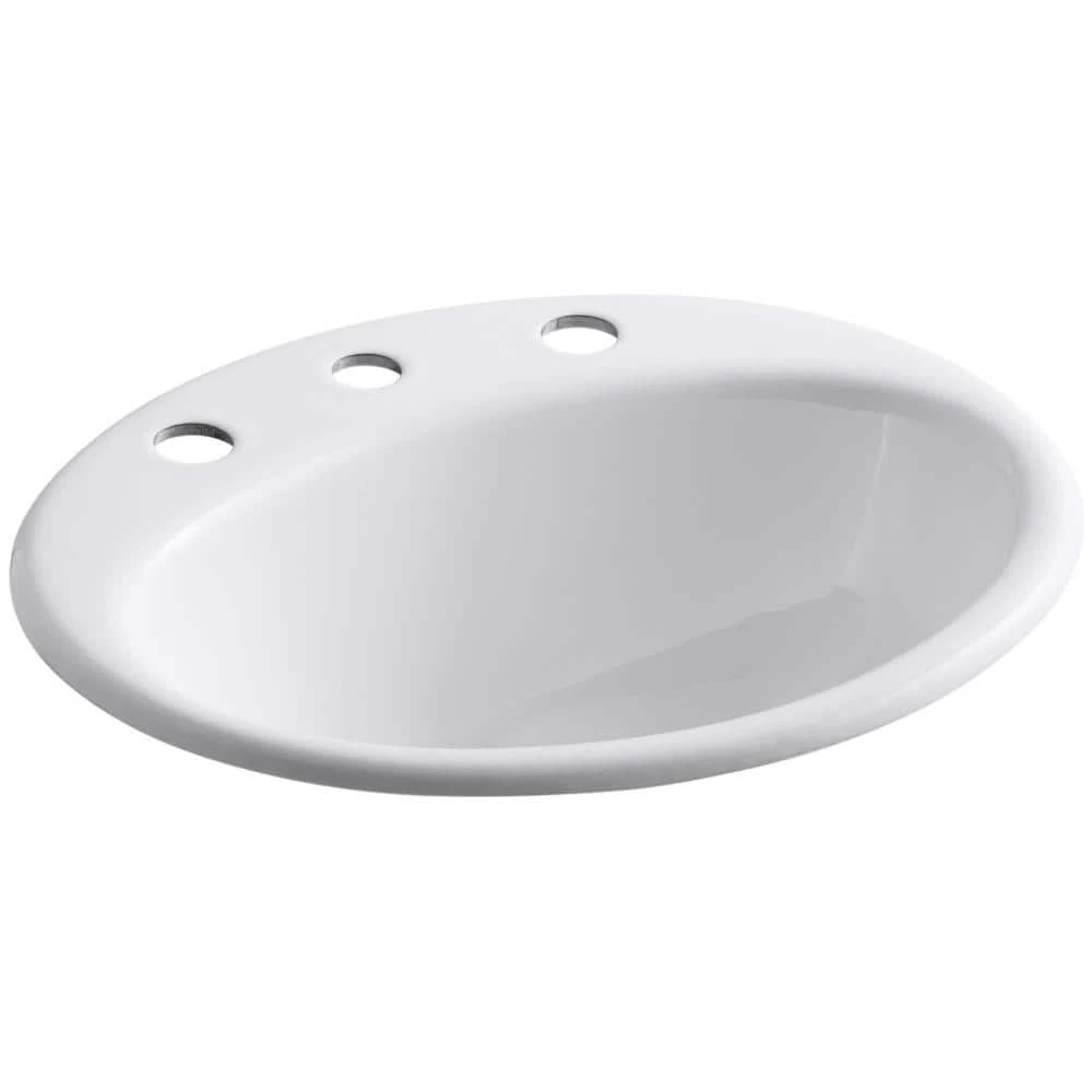 KOHLER Farmington Topmount Bathroom Sink in White with Overflow Drain 3 KOHLER Farmington Topmount Bathroom Sink in White with Overflow Drain