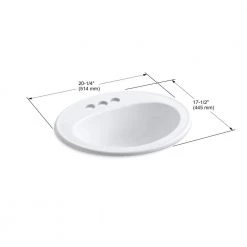 KOHLER Pennington 20-1/4 in. Oval Top-Mount Vitreous China Bathroom Sink in White with Overflow Drain -Bathroom Sinks Sales white kohler drop in bathroom sinks k r2196 4 0 40 1000