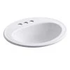 KOHLER Pennington 20-1/4 in. Oval Top-Mount Vitreous China Bathroom Sink in White with Overflow Drain 1 KOHLER Pennington 20-1/4 in. Oval Top-Mount Vitreous China Bathroom Sink in White with Overflow Drain -Bathroom Sinks Sales white kohler drop in bathroom sinks k r2196 4 0 64 1000