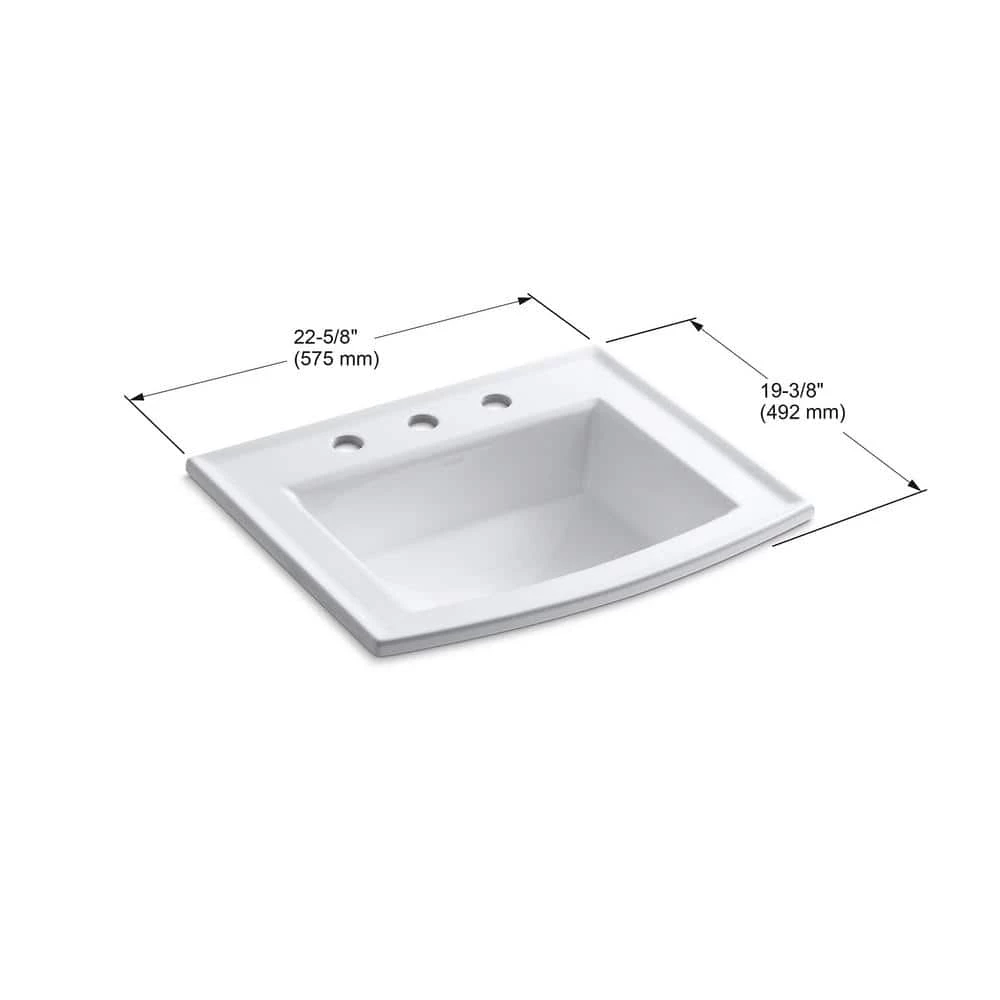 KOHLER Archer Drop-In Vitreous China Bathroom Sink in White with Overflow Drain 7 KOHLER Archer Drop-In Vitreous China Bathroom Sink in White with Overflow Drain - Image 5
